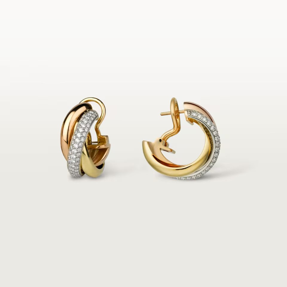 [Raffine]TRINITY HALF DIAMOND  CLASSIC EARRINGS