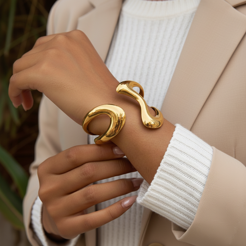 [Raffine]Lulu Sculpted Gold Bangle
