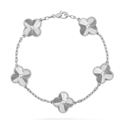 [Raffine]Pulsera de plata con 5 motivos de trébol 