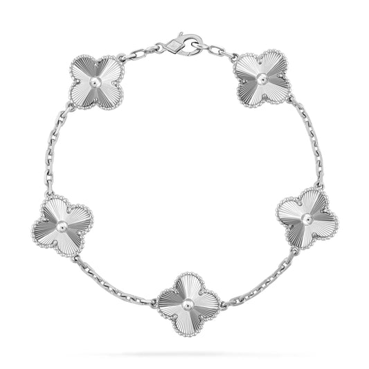 [Raffine]Pulsera de plata con 5 motivos de trébol 