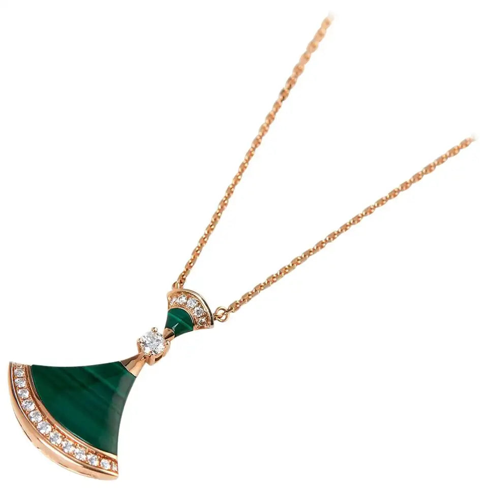 [Raffine] COLLAR DE SUEÑO MALAQUITA DIAMANTE