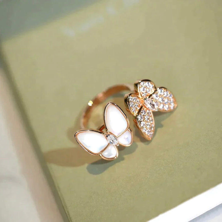 [Raffine]TWIN BUTTERFLY DIAMOND MOP RING
