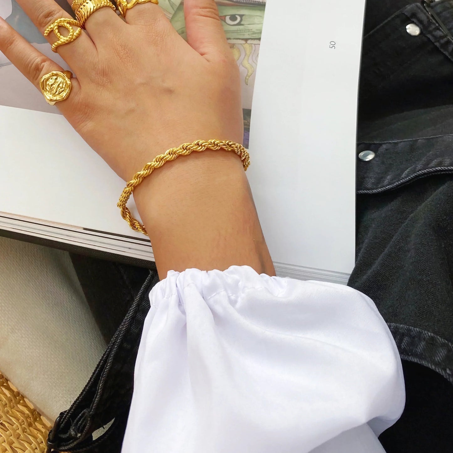 [Raffine]Clara Rope Chain Gold Bracelet