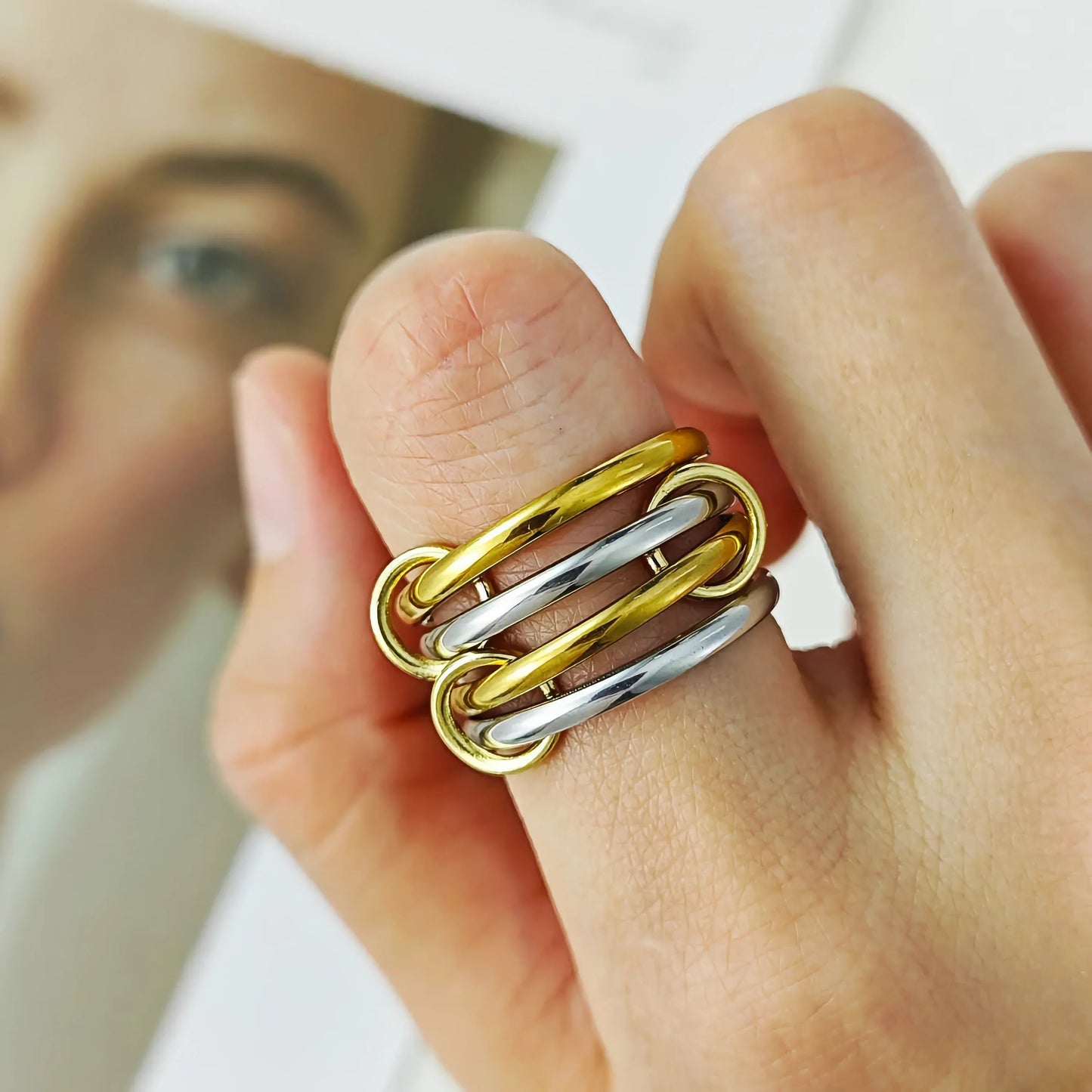 [Raffine]Alexandria Two-Tone Stacked Ring
