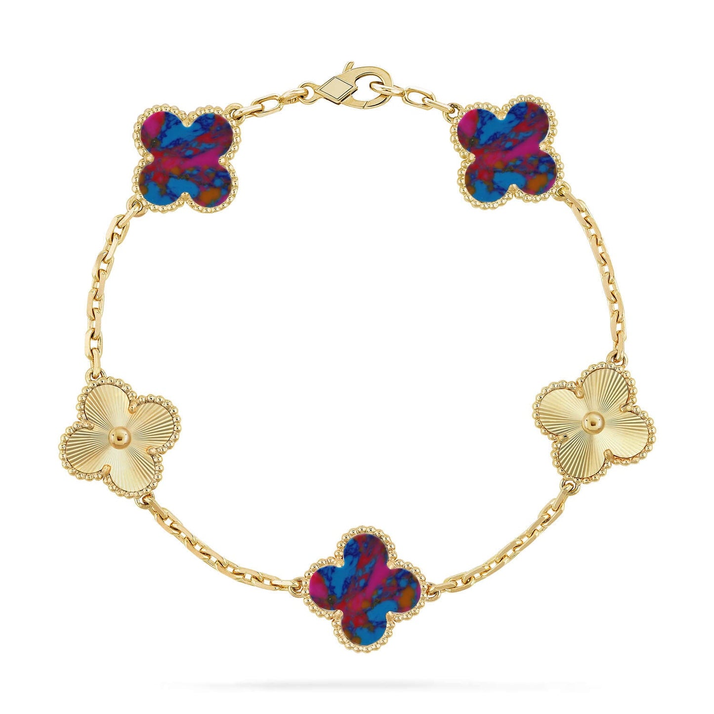[Raffine] مجموعة سوار CLOVER 5 MOTIF COLOR GEMSTONES