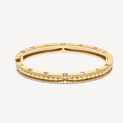 [Raffine]ZERO 1 SPIRAL AND PAVED DIAMOND GOLD BRACELET