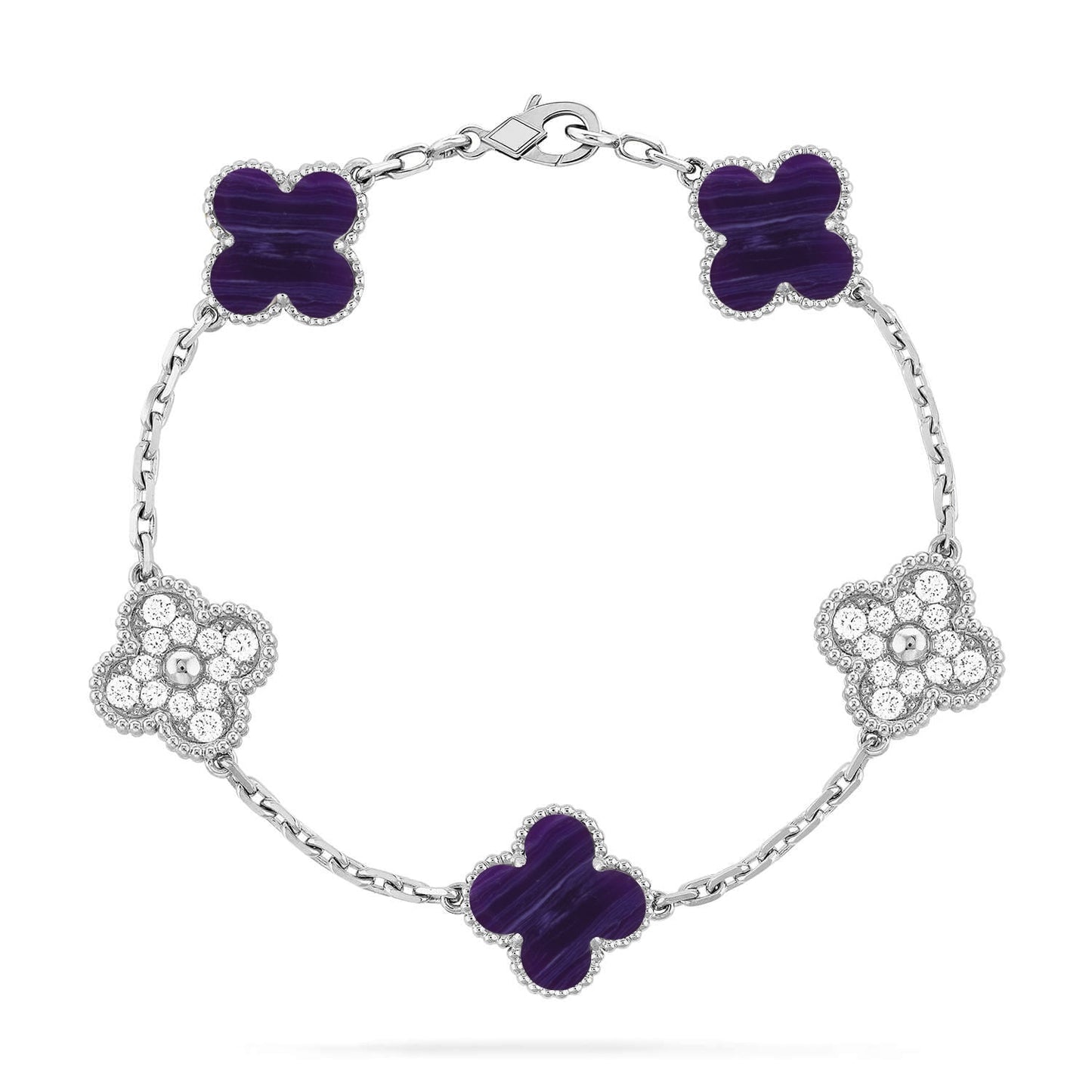 [Raffine]CLOVER 5 MOTIF PURPLE STRIPES BRACELET COLLECTION