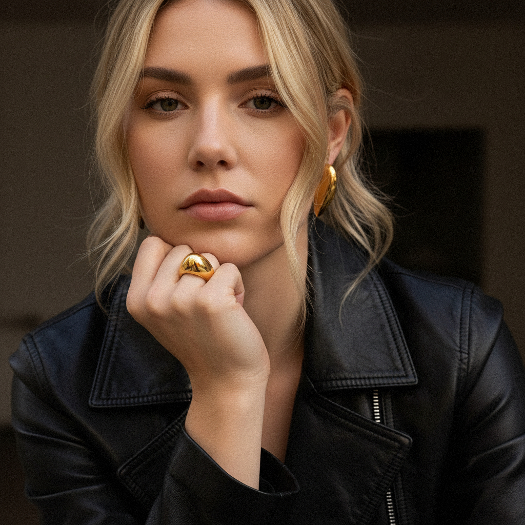 [Raffine]Aimee Chunky Heart Gold Earrings