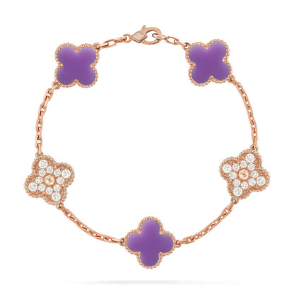 [Raffine]CLOVER 5 MOTIF BRACELET COLLECTION باللون الأرجواني الفاتح