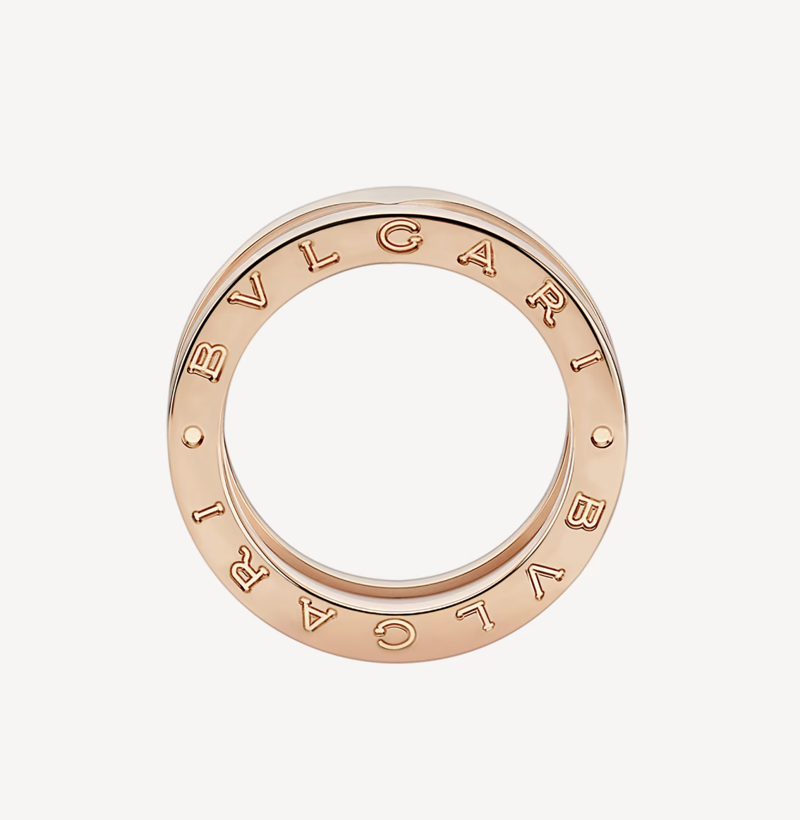 [Raffine]ZERO 1 ANILLO DE ORO ROSA CON DOS BANDAS Y ESPIRAL DE CERÁMICA BLANCA