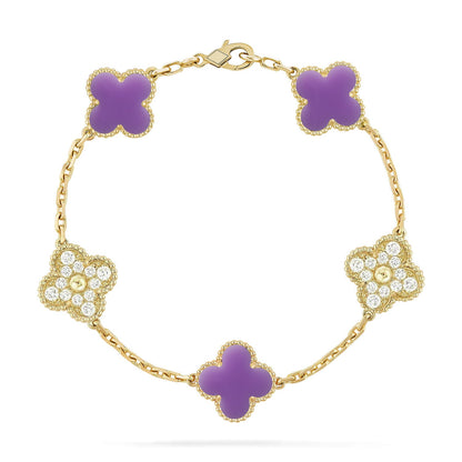 [Raffine]CLOVER 5 MOTIF BRACELET COLLECTION باللون الأرجواني الفاتح