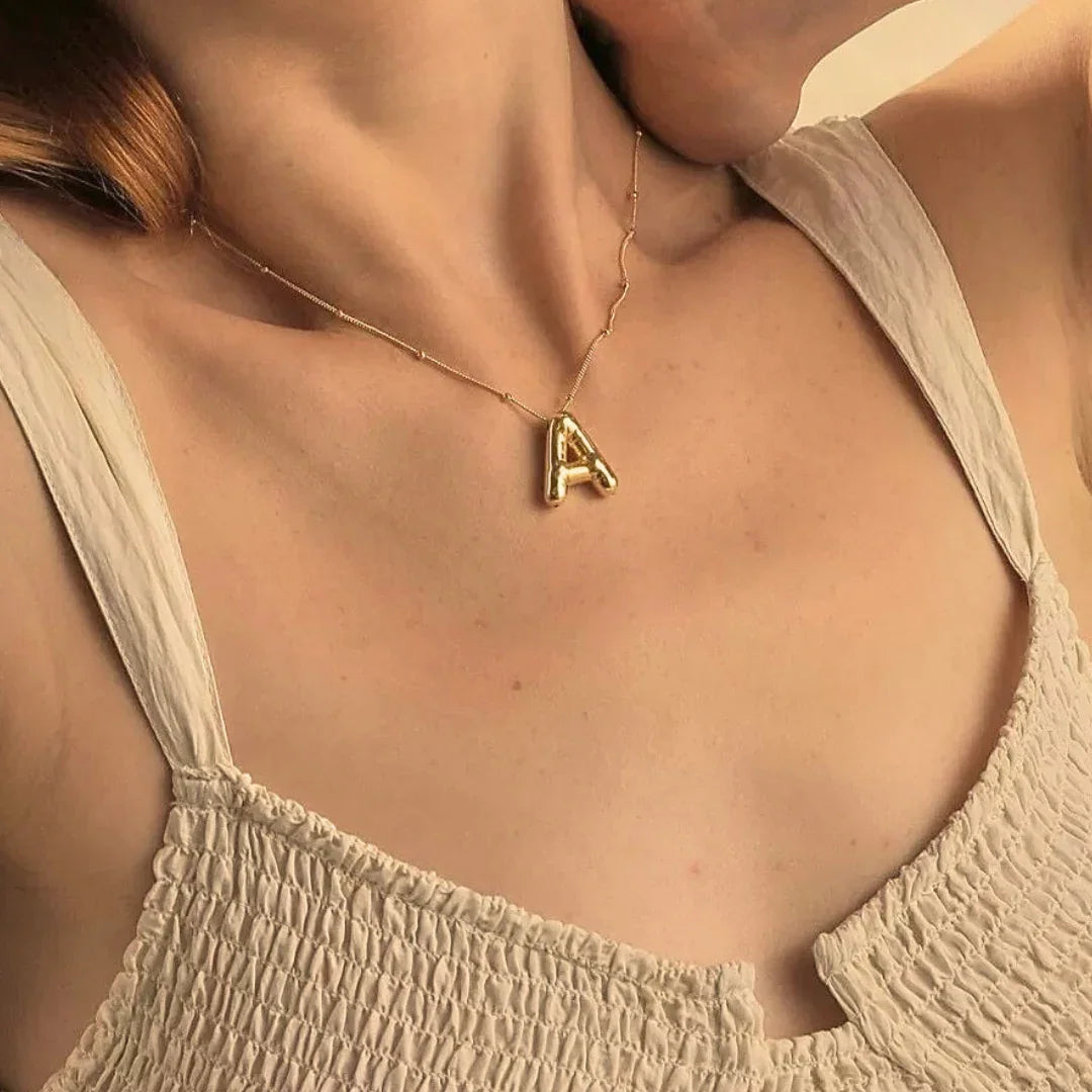 [Raffine]Balloon Gold Initial Necklace