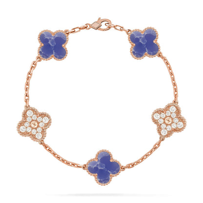 [Raffine] مجموعة سوار CLOVER 5 MOTIF BLUE VEINS