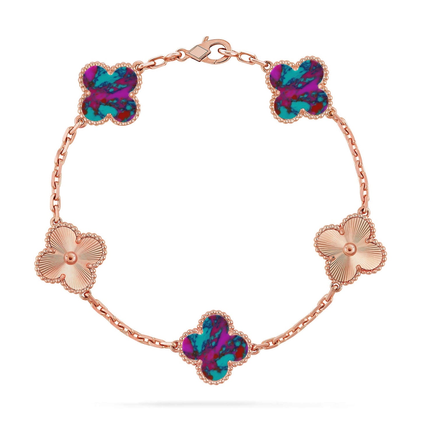 [Raffine] مجموعة سوار CLOVER 5 MOTIF COLOR GEMSTONES