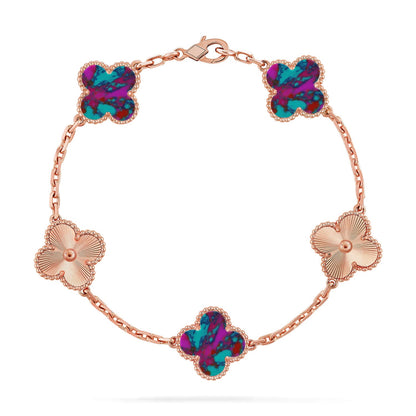 [Raffine] مجموعة سوار CLOVER 5 MOTIF COLOR GEMSTONES