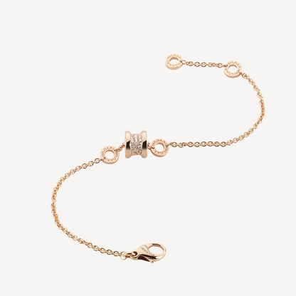 [Raffine]ZERO 1 SOFT PINK GOLD WITH PAVED DIAMONDS ON THE SPIRAL BRACELET