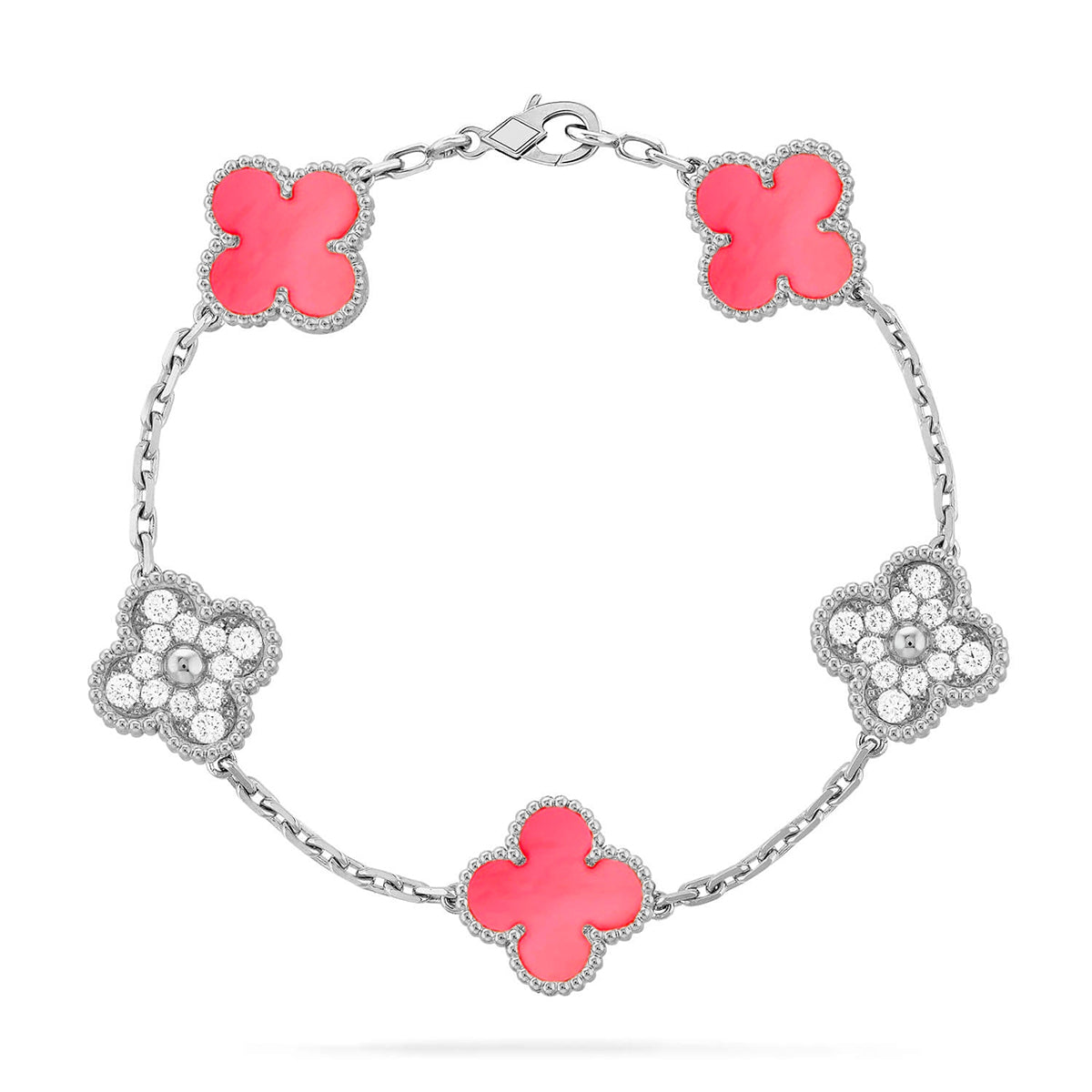 [Raffine] CLOVER 5 MOTIFS ROSA PERLMUTT ARMBAND KOLLEKTION