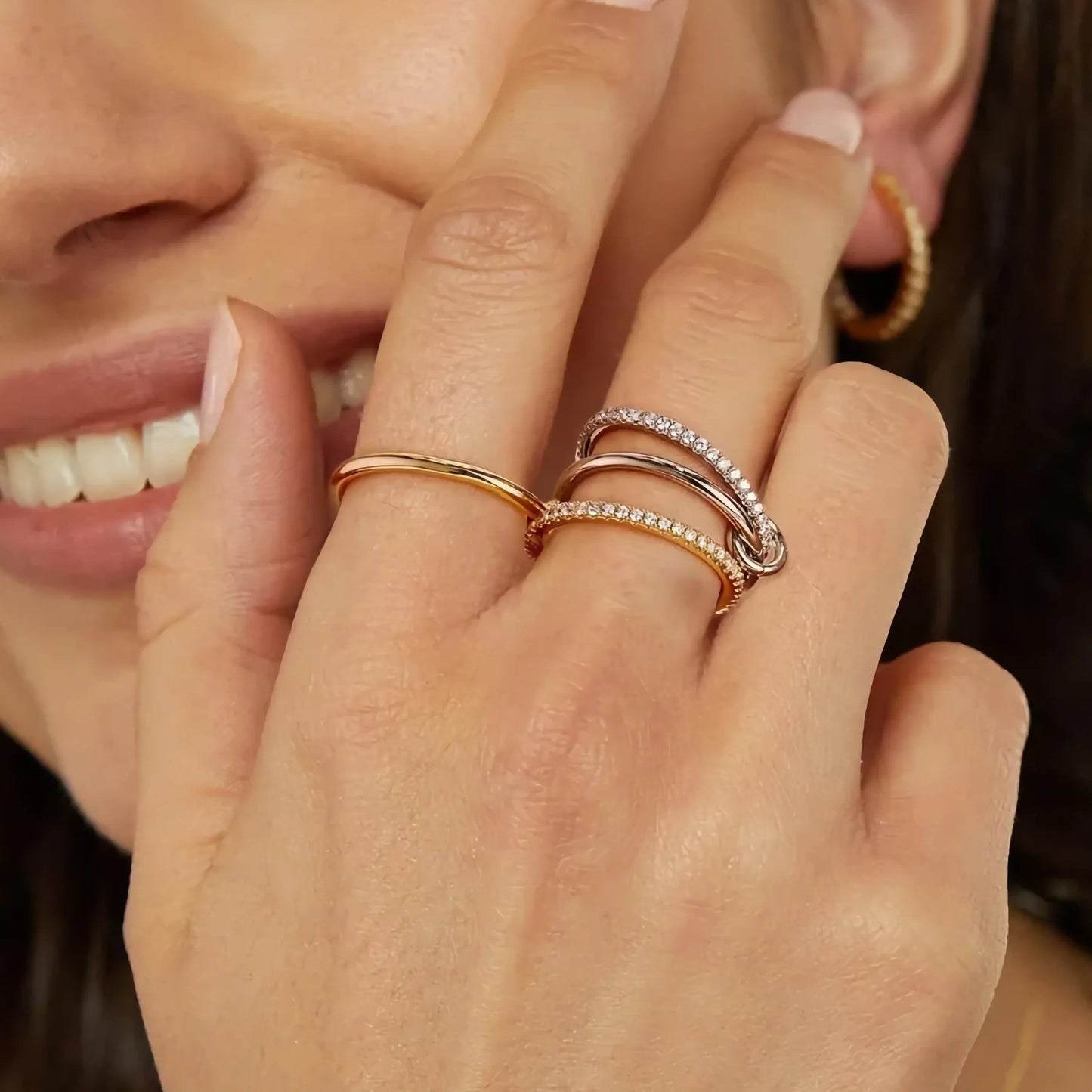[Raffine]Ivy Stacked Diamond Ring