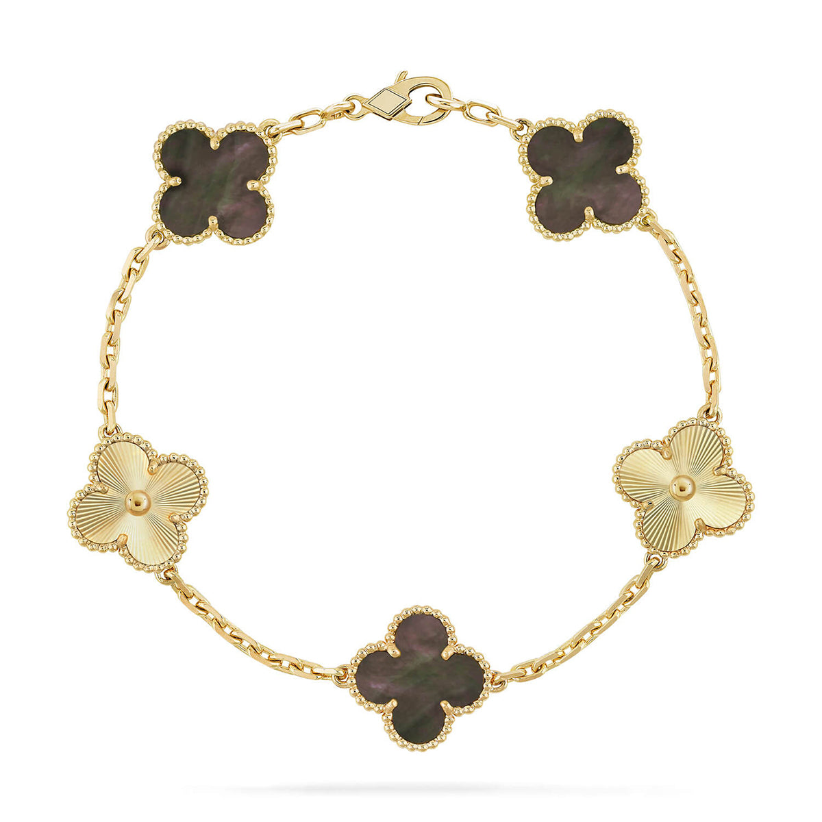 [Raffine] CLOVER 5 MOTIF GRAY MOP BRACELET COLLECTION