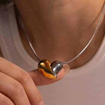 [Raffine]Dorothea Two Tone Heart Necklace