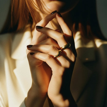 [Raffine]Lunaria Gold Wave Ring