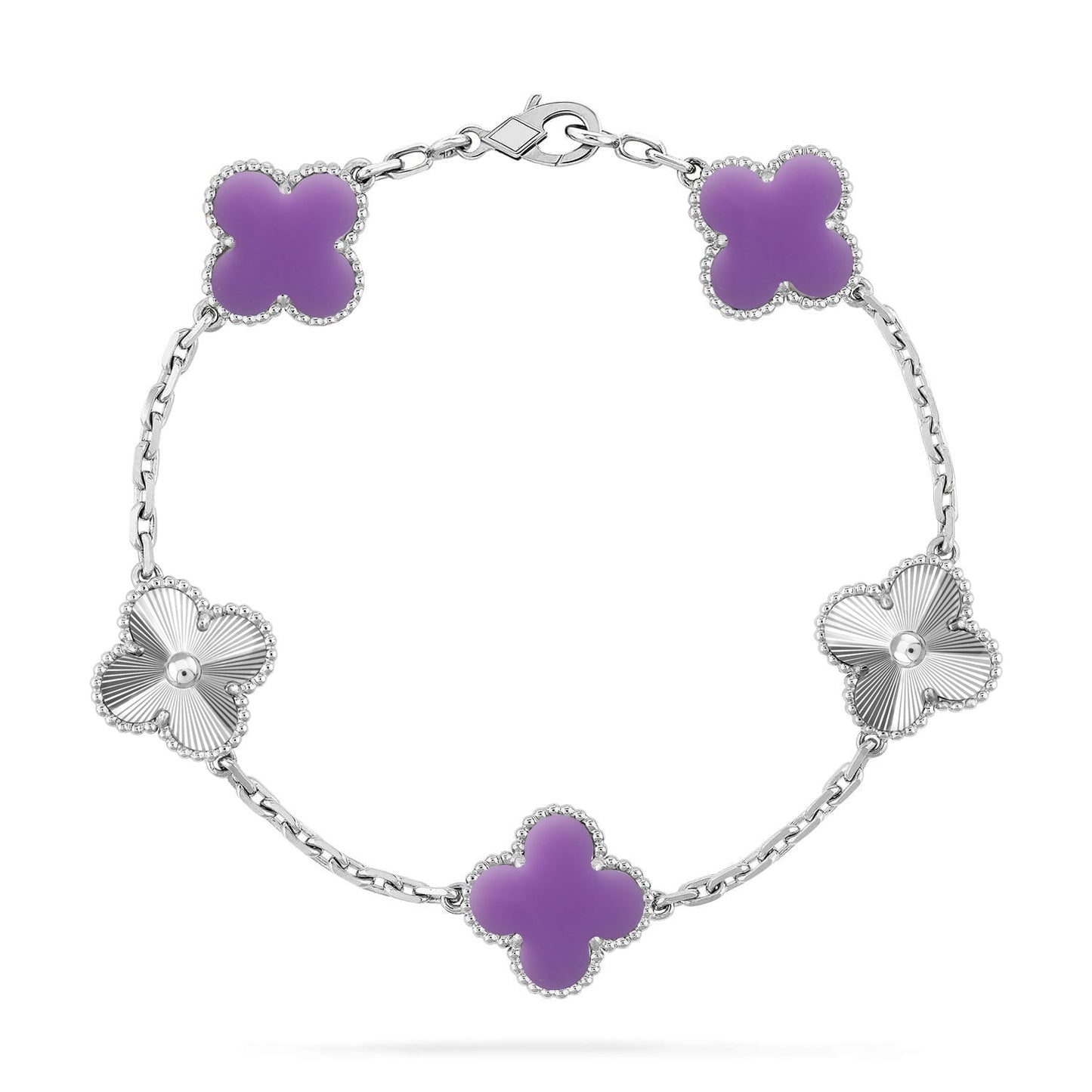 [Raffine]CLOVER 5 MOTIF BRACELET COLLECTION باللون الأرجواني الفاتح