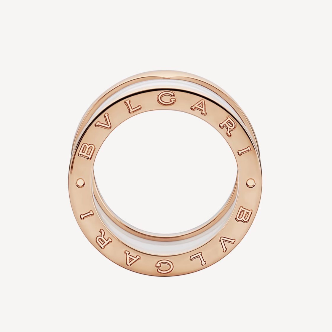 [Raffine]ZERO 1 FOUR-BAND LOOPS AND WHITE CERAMIC SPIRAL PINK GOLD RING