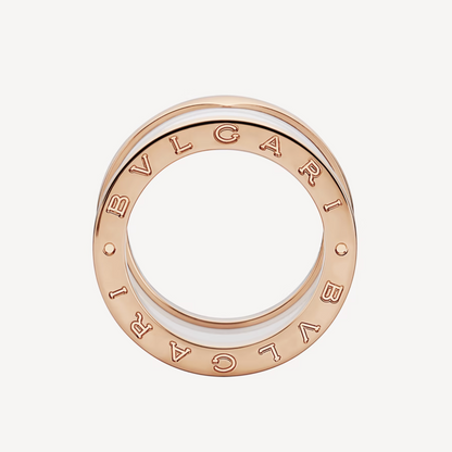 [Raffine]ZERO 1 FOUR-BAND LOOPS AND WHITE CERAMIC SPIRAL PINK GOLD RING