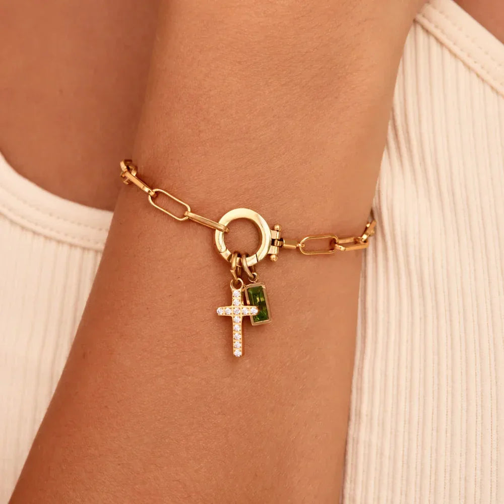 [Raffine]Annabella Birthstone Cross Bracelet
