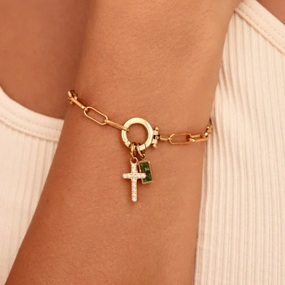 [Raffine]Annabella Birthstone Cross Bracelet
