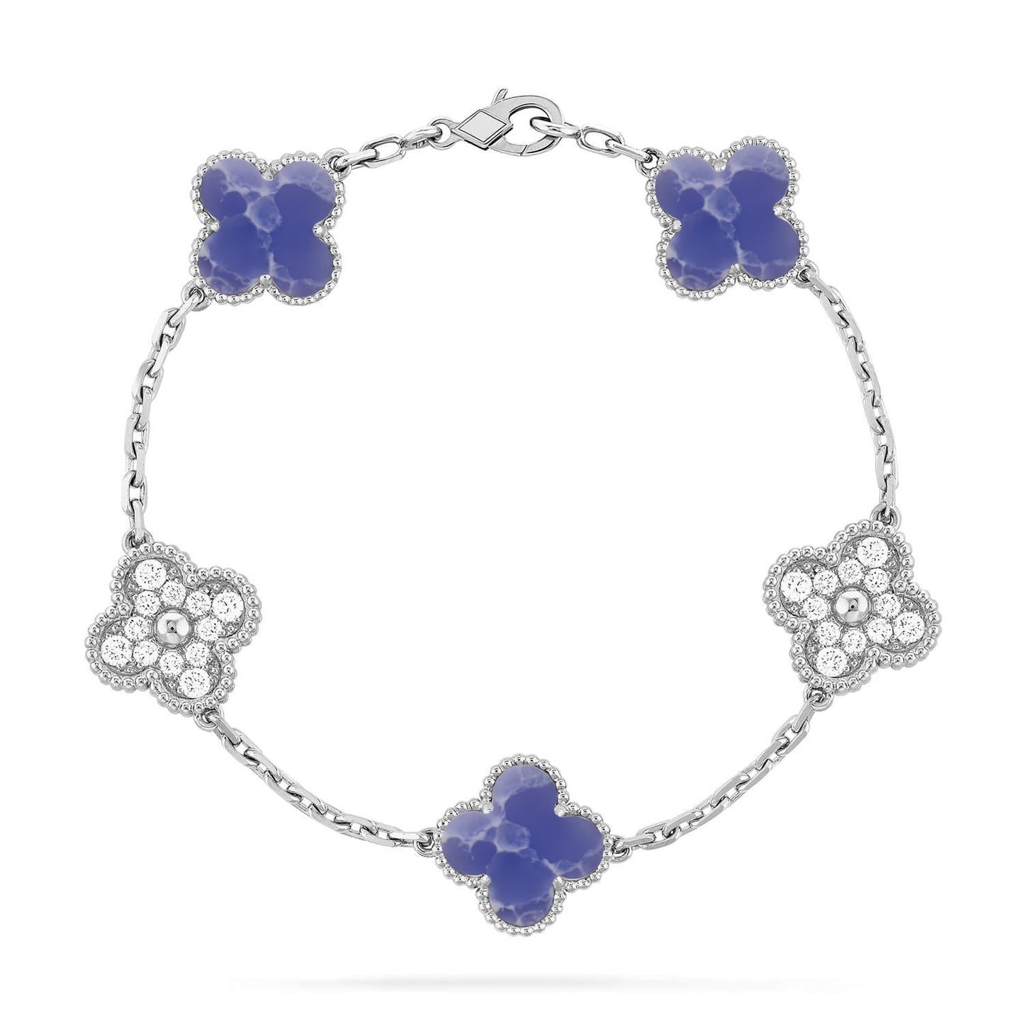[Raffine] مجموعة سوار CLOVER 5 MOTIF BLUE VEINS