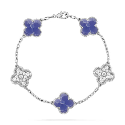 [Raffine] مجموعة سوار CLOVER 5 MOTIF BLUE VEINS