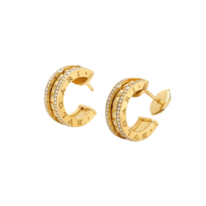 [Raffine]ZERO 1 ROCK GOLD EARRINGS WITH STUDDED SPIRAL AND PAVED DIAMONDS