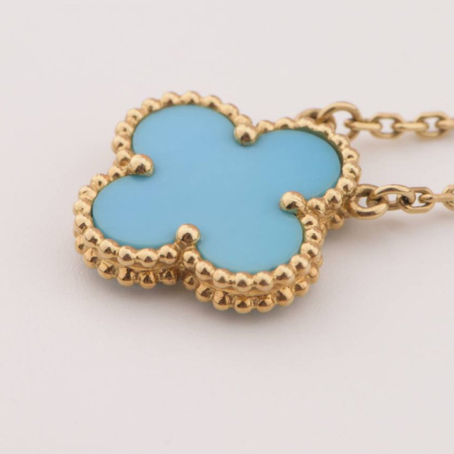 [Raffine]CLOVER 15MM VINTAGE TURQUOISE NECKLACE