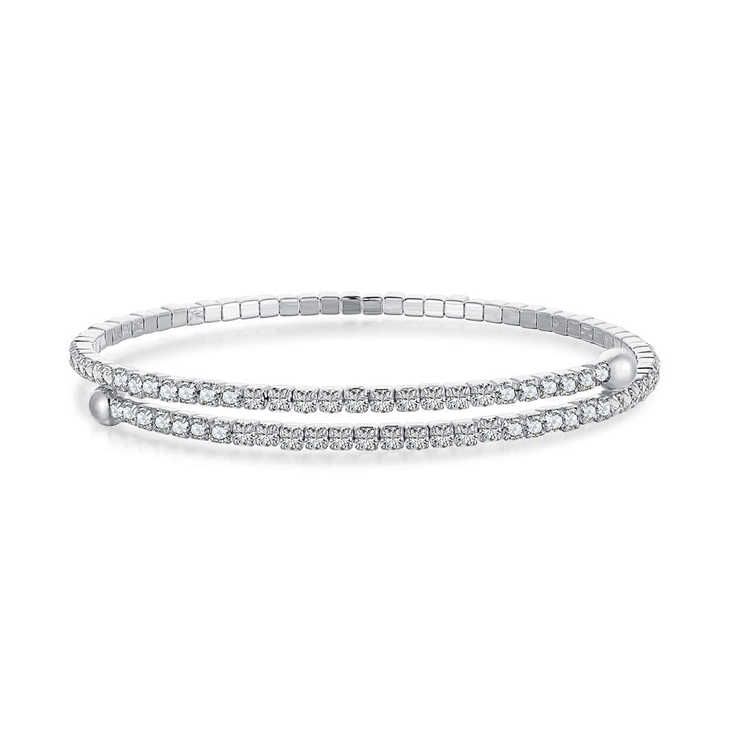 [Raffine]Pulsera de moda redonda con hilera de diamantes