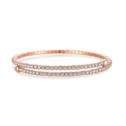 [Raffine]Pulsera de moda redonda con hilera de diamantes