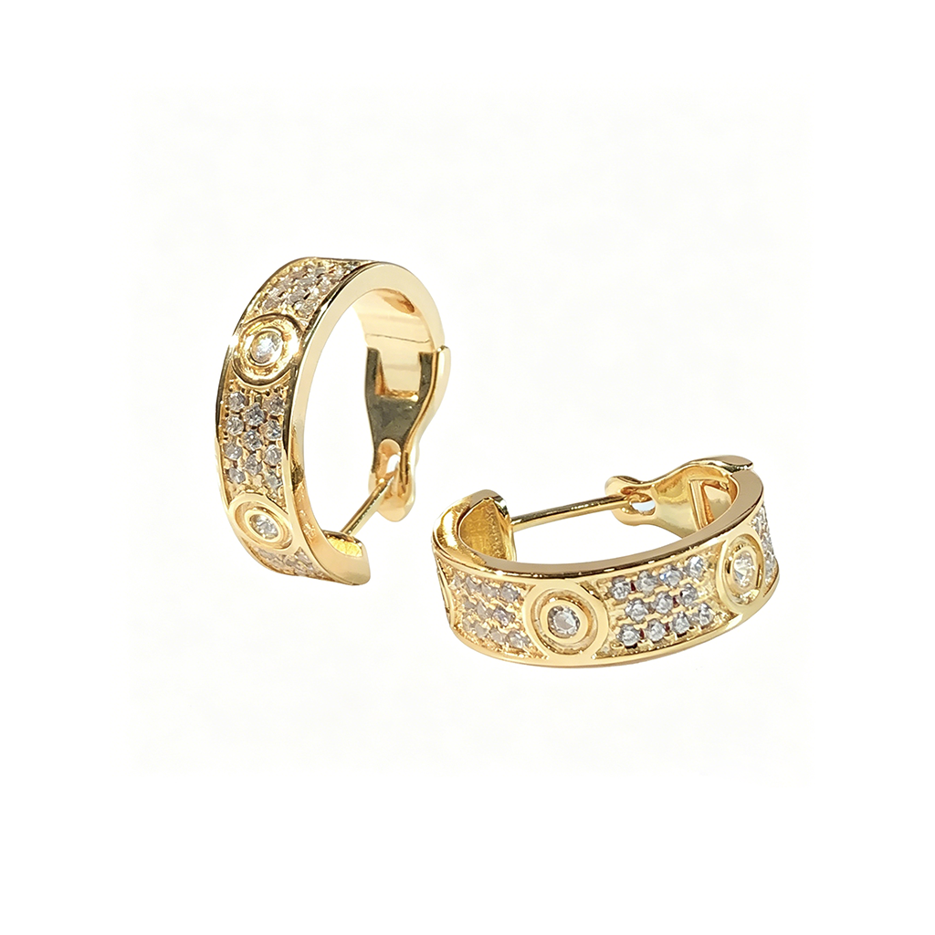 [Raffine]LOVE 5.5MM DIAMOND PAVED EARRINGS