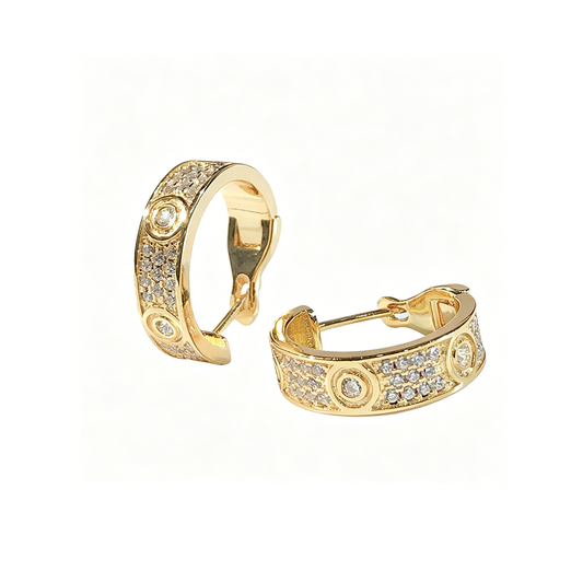 [Raffine]LOVE 5.5MM DIAMOND PAVED EARRINGS
