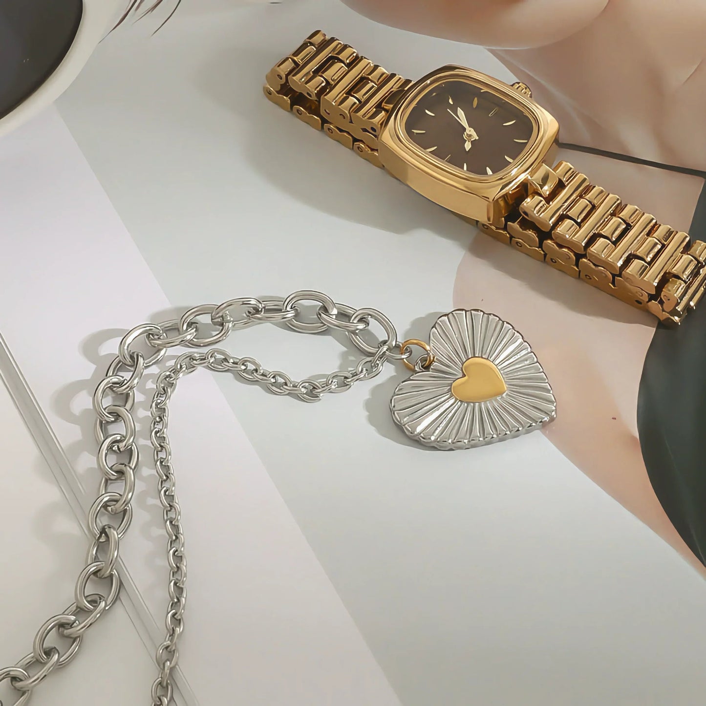 [Raffine]Judith Two Tone Heart Pendant