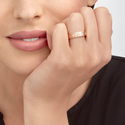 [Raffine]ZERO 1 ESSENTIAL PINK GOLD BAND WITH DIAMONDS RING
