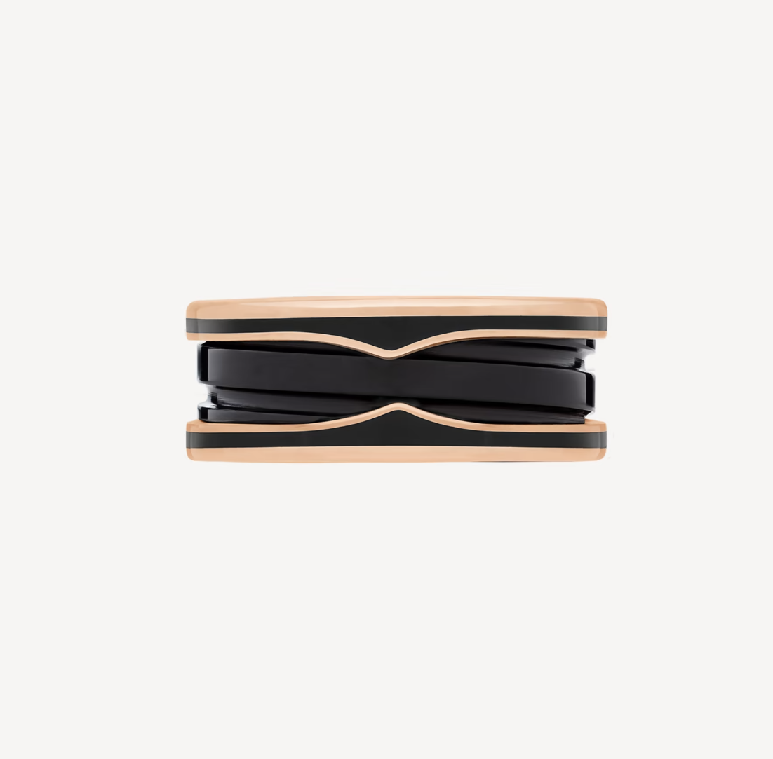 [Raffine]ZERO 1 TWO-BAND WITH MATTE BLACK CERAMIC PINK GOLD RING