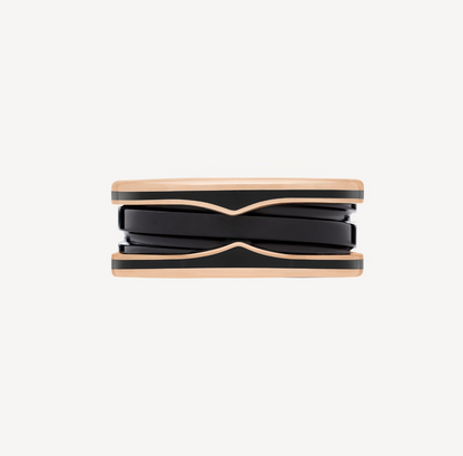 [Raffine]ZERO 1 TWO-BAND WITH MATTE BLACK CERAMIC PINK GOLD RING