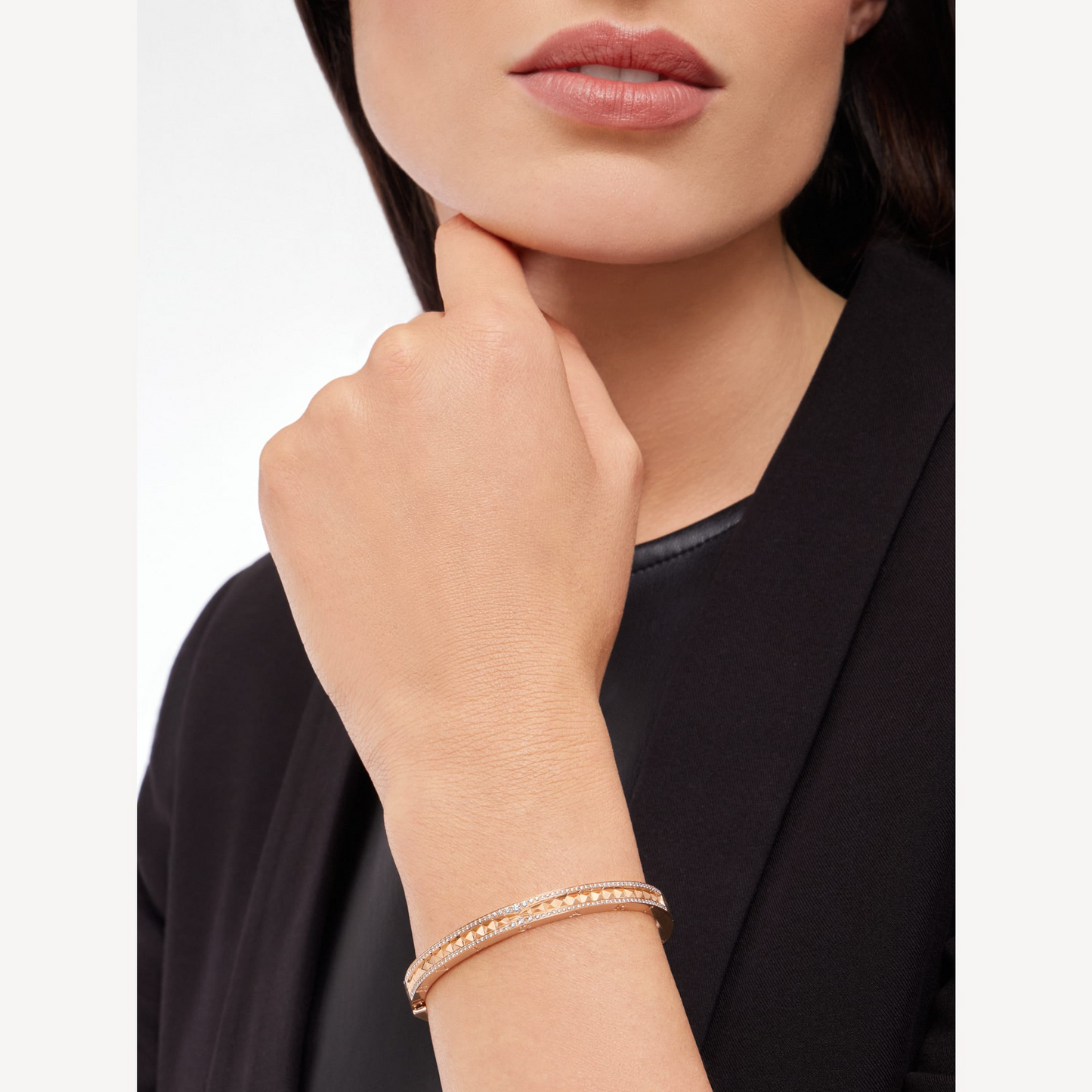 [Raffine]ZERO 1 SPIRAL AND PAVED DIAMOND PINK GOLD BRACELET