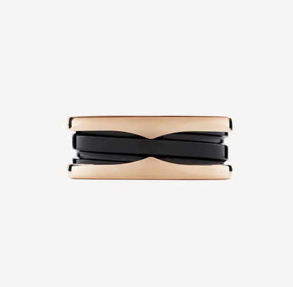 [Raffine]ZERO 1 TWO-BAND LOOPS AND BLACK CERAMIC PINK GOLD RING