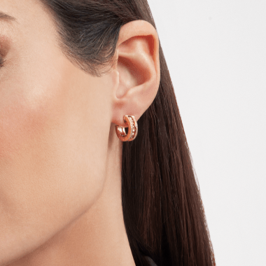 [Raffine]ZERO 1 ROCK GOLD EARRINGS WITH STUDDED SPIRAL AND PAVED DIAMONDS