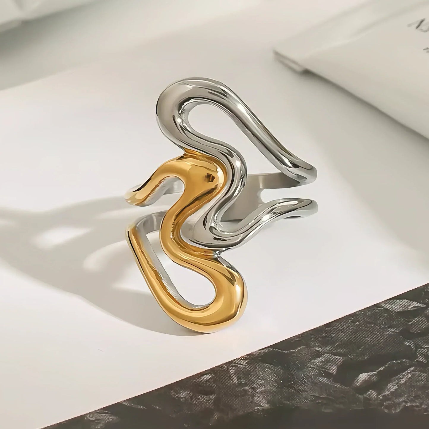 [Raffine]Corina Abstract Gold Ring