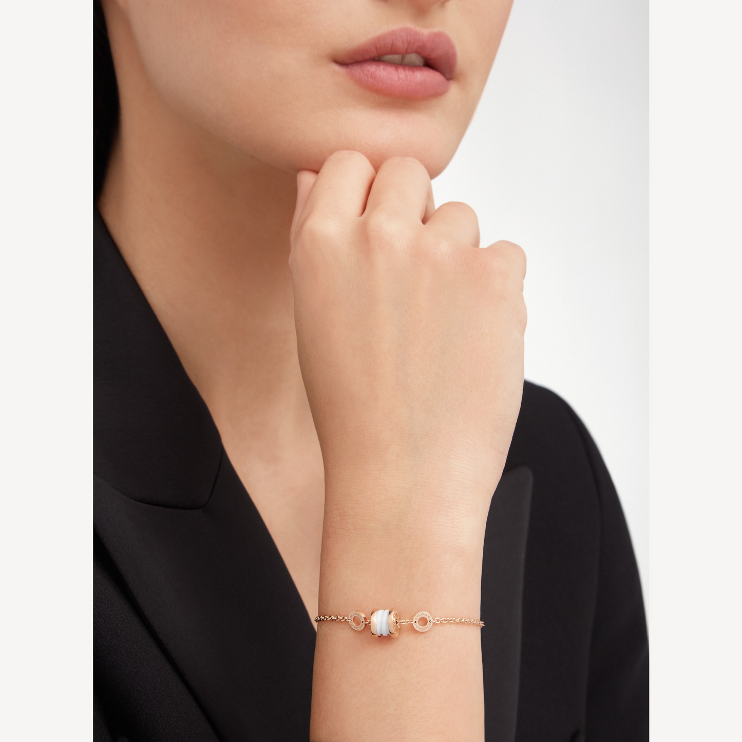 [Raffine]ZERO 1 SOFT PINK GOLD AND WHITE CERAMIC BRACELET