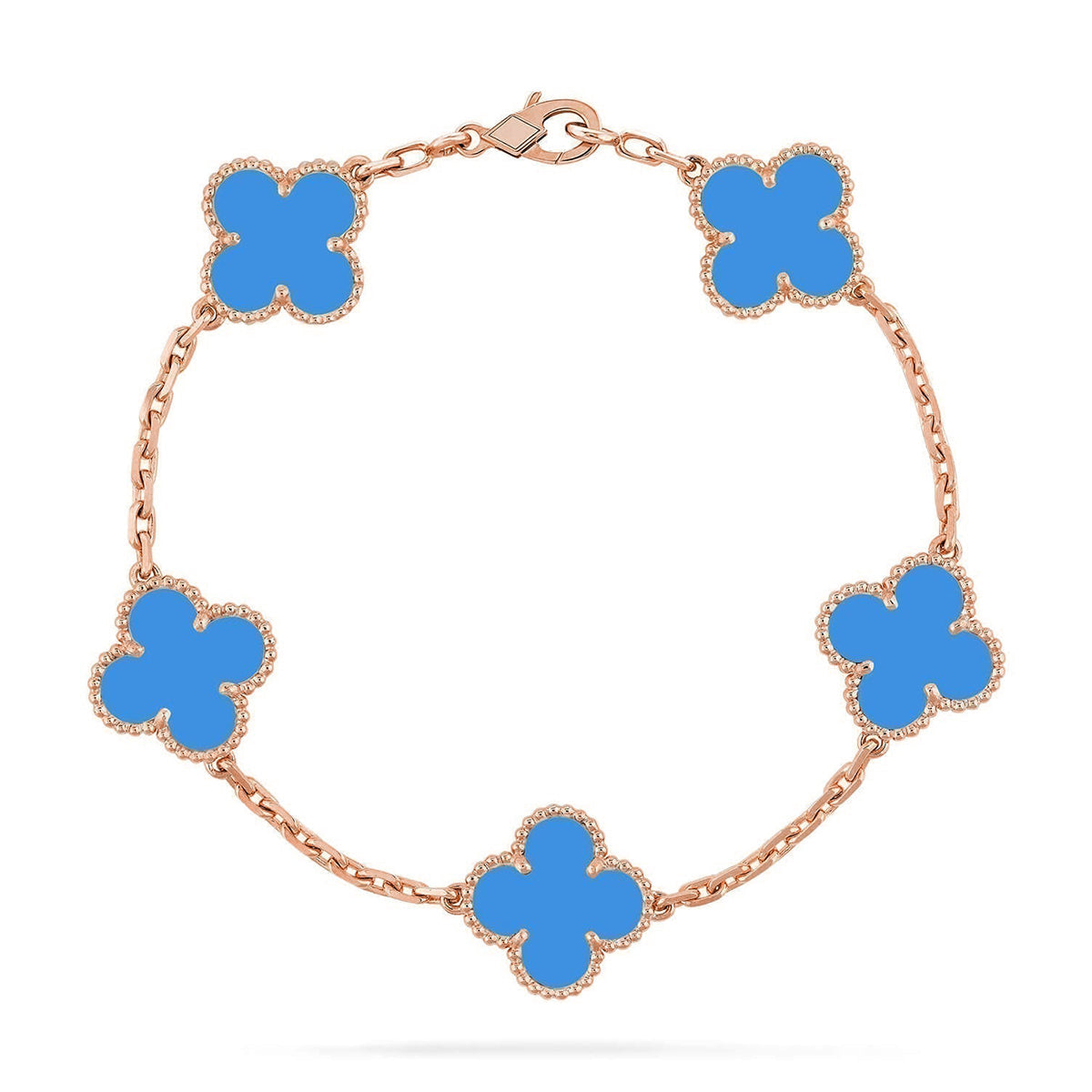 [Raffine] CLOVER 5 MOTIV BLAUER ACHAT ARMBAND KOLLEKTION