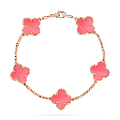 [Raffine] CLOVER 5 MOTIFS ROSA PERLMUTT ARMBAND KOLLEKTION