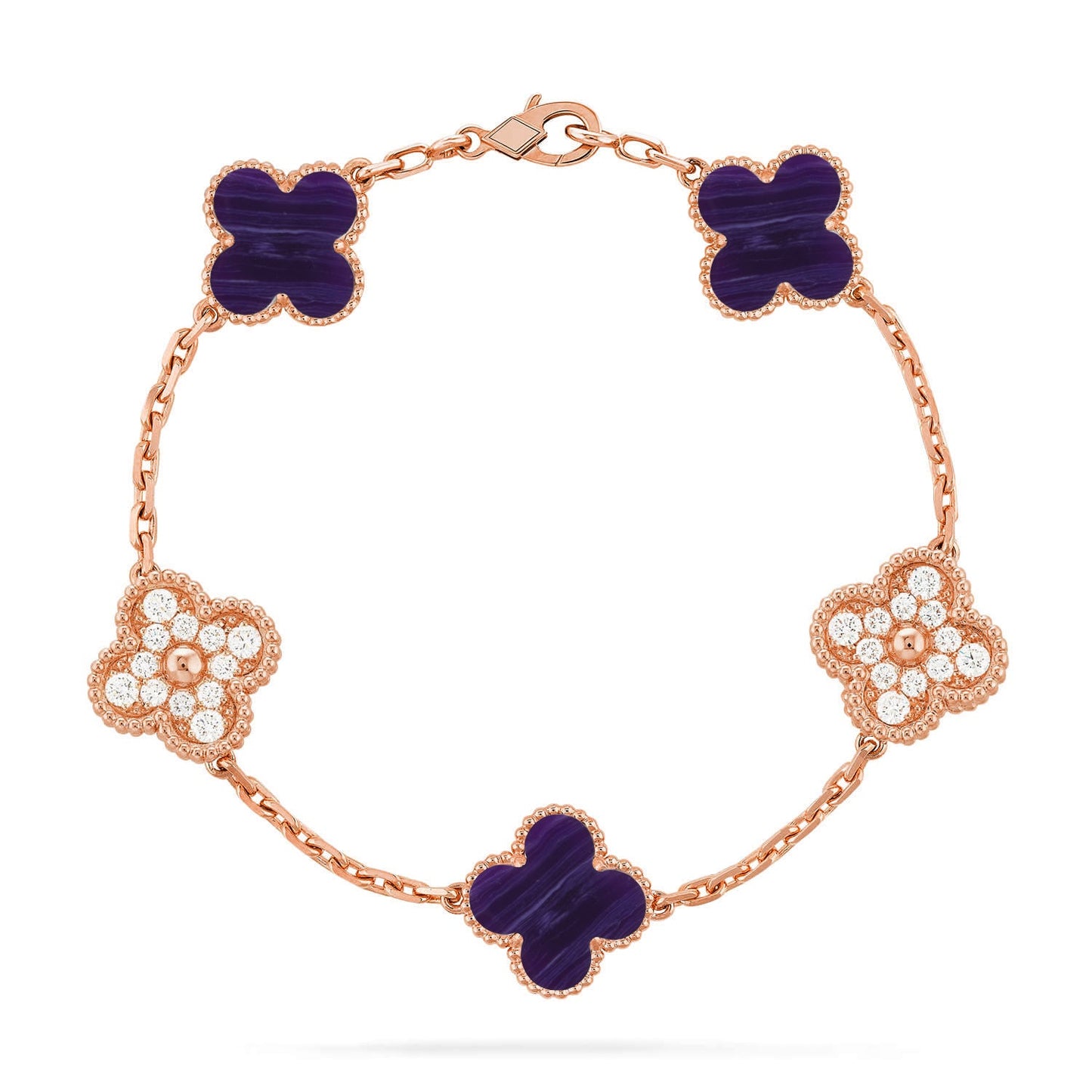 [Raffine]CLOVER 5 MOTIF PURPLE STRIPES BRACELET COLLECTION
